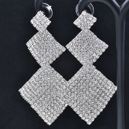 Stud SINLEERY Mode 3 Vierkante Grote Oorbellen Voor Vrouwen Goud Zilver Kleur Volledige Drop Earring bruiloft accessoires ES870 SSA 230710