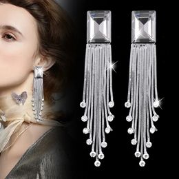 Stud SINLERY koreaanse mode Kristal Driehoek Vierkante Kwasten Oorbellen Voor Vrouwen bruiloft accessoires Mode-sieraden 231102