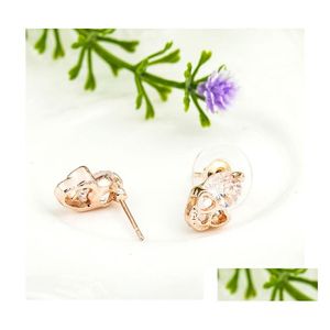 Stud Skl Boucles d'oreilles mignon coeur yeux CZ cristal Stud Brincos cadeau livraison directe bijoux boucles d'oreilles Dhtxj