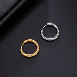 Stud Skyrim 1 paar kleine cirkel ronde hoepel oorbellen voor vrouwen mannen roestvrij staal mode minimalistische gouden kleur oorbellen sieraden cadeau Z0517