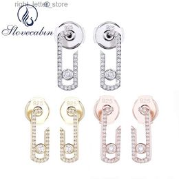 Stud Slovecabin Sterling Silver Move Zircon Brinco com Piercing para Mulheres Natal Punk Rock Cristal Dangle Arete Hot Jóias YQ231211