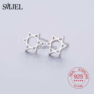 Stud SMJEL % 925 Plata de ley Tiny Magen Estrella de David Pendientes para mujeres Israel Judaica Hebreo Estrella Oreja Joyería Regalo de cumpleaños YQ231125