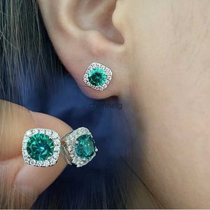 Stud Solid 925 Sterling Zilver Lab Blauw Groene Moissanite Diamanten Stud Oorbellen voor Vrouwen Super Sprankelende Bruiloft Sieraden Geschenken YQ240110