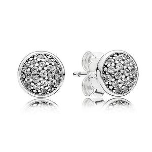 Stud Sparkling Pave Disc -oorbellen voor Pandora Real Sterling Sier Hip Hop Designer Earring Set Sieraden Vrouwen Girll cadeau met DHZWP