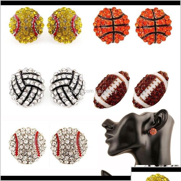 Stud Sports Ball Forme Charme Cristal Basketball Volleyball Baseball Softball Femmes Fille Bijoux Cadeau Créatif J0B7H X5Ewo Drop Deliver Dhgyq