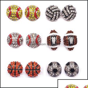 Stud Sports Ball Shape Softball Basketball Volleyball Bowling Baseball Football Rugby Bling Cristal Boucles D'oreilles Pour Les Femmes Bijoux Drop D Dhdru