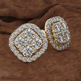 Stud Square Full 14K Rose Gold 1 Carat Diamond Jewelry Boucles d'oreilles Grenat Peripheral Earring Box 230719