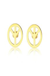 Étalon en acier inoxydable délicat en or signe de paix féminin de boucles d'oreilles de mode cadeau de bijoux pour lui6677278