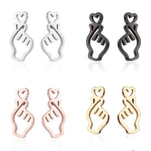 Étalons en acier inoxydable boucles d'oreilles géométriques hommes hommes hip hop noir étoile lune oreille boucles bijoux bijoux pour livraison de drop en ami dhltd