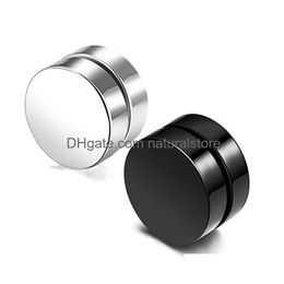 Stud Pendientes magnéticos hipoalergénicos de acero inoxidable para hombre Punk Sin clip negro perforado en el anillo de oreja Joyería de titanio de moda I Dhwxh