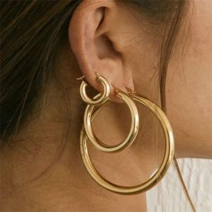 Étalon tons en acier inoxydable femmes épais boucles d'oreilles en morceaux de mode bijoux de mode