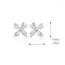 Stud Stamp argent couleur fleur boucles d'oreilles pour femmes coréen Simple Vintage fille cadeau de mariage mode JewelryStud Kirs22