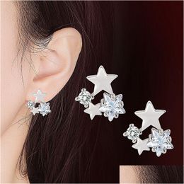 Boucles d'oreilles Stud Star incrustée de diamant à cinq branches simples petit vent froid Zircon Super Flash boucle d'oreille livraison bijoux boucles d'oreilles Dhssd