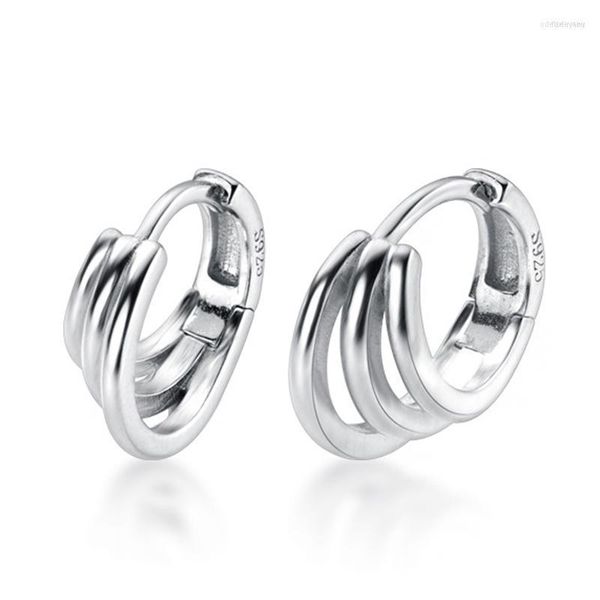 Boucles d'oreilles rondes à trois couches en argent Sterling S925, bijoux de couleur or à la mode pour femmes, cadeau Odet22 Farl22