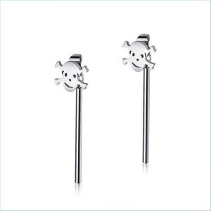 Stud Stud 1 paar punk titanium staal lange stick pirate skl oorbellen voor mannen mode sieraden drop levering 2022 dh5kv