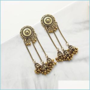 Stud Stud 2021 Aankomst Lange Tassel Bells Hangeroorringen Birdcage Oorring Ronde Gouden Oorlop Oorstudies Aretes Boheemse vrouwen Jewel DHLCB