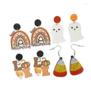 Stud Stud bengelen kroonluchter oorbellen creatief Halloween grappige schattige pompoen spook cartoon acryl hanger voor dames mode fun festival