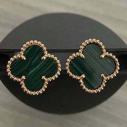 Stud Stud Designer Trèfle Clous Boucle D'oreille Vintage Trèfle À Quatre Feuilles Charme Boucles D'oreilles Dos Nacre Acier Inoxydable Or Goujons Agate Pour Les Femmes De Mariage Mère