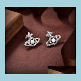 Stud Stud Designer Oorbellen Vivian Luxe Dames Mode-sieraden Earing Metal Pearl Earring cjeweler Westwood Woman Tidal flow design 59ess DEDB