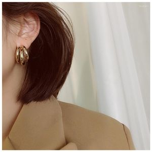 Stud-oorbellen voor vrouwen Solid S925 Naalden Cirkel Geel Vintage Multi-Layer Brincos Fine Jewelry Accessoires