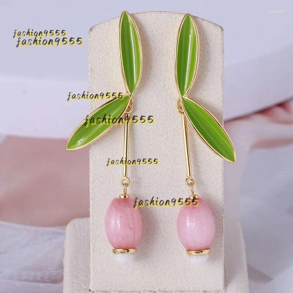 Stud Stud Pendientes Lineal Green Leaf Cape Joyería de lujo Gooseberry Show Face Thin Ladies Diseñador Pendientes de lujo Tiendas de regalos Alta calidad 2024