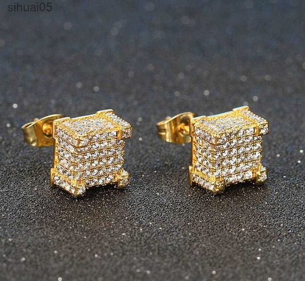 Stud Stud Pendientes Lujo Iced Out Raperos Hop Piercings Oreja Joyería Al Por Mayor 240306