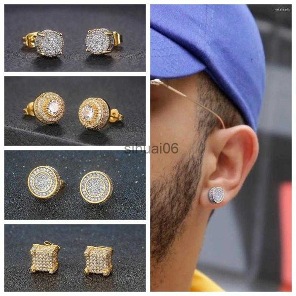 Stud Stud Pendientes Retro Hombres Color de lujo Joyería Punk Iced Out Zircon Ear Ring Venta al por mayor OHE003 240306