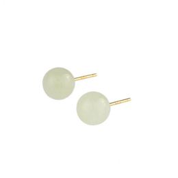 Boucles d'oreilles étalon brillant U S925 Sier Hetian Jade Round Bead Style chinois Fine Bijoux For Women Drop Deliver DHQJC DHDXI