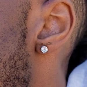 Stud Stud Oorbellen Zilver Magnetische Oorbel Mannen Vrouwen Schijnt Magneet Oor 6mm Kubieke Zirkoon Clip Non Piercing Sieraden 240306