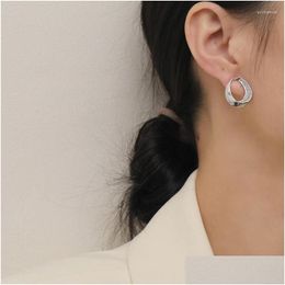 Boucles d'oreilles Stud Stud Sparkling Hoop Zircon Set Accessoires d'oreille Dangle pour femmes Métal Or Couleur Bijoux à la mode Drop Livraison Bijoux Ea Dhkzv