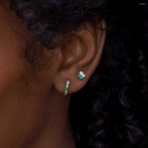 Boucles d'oreilles étalon étalons S925 Sterling Silver Emerald Diamond Diamond Twinkle Studs parfait pour les femmes avant-gardistes à la mode