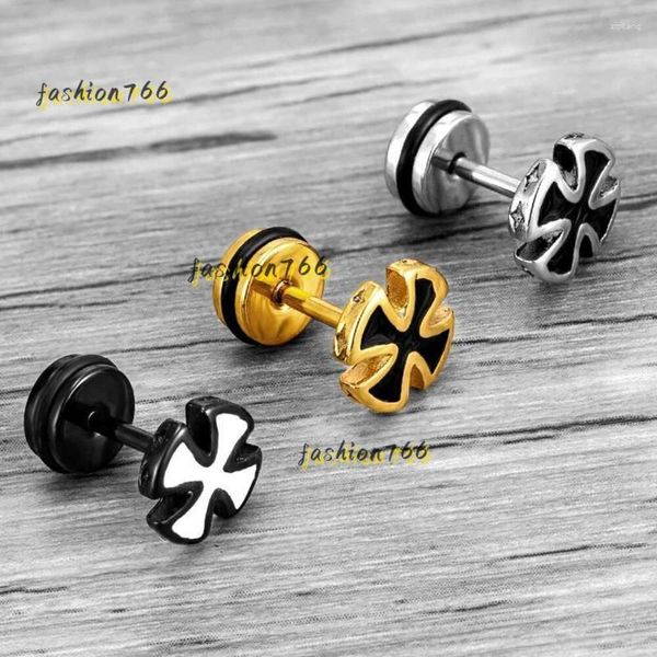 Boucles d'oreilles tendance unisexe femmes hommes chevaliers templiers croix de fer piercing d'oreille en acier inoxydable Crucifix maltais Biker bijoux 2024 boucles d'oreilles bijoux Brincos