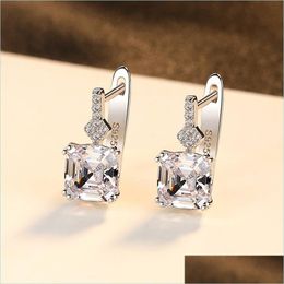 Stud Stud Fashion 100 925 Sterling Sier Earrings Pink Gem For Women Wedding Engagement Fine Jewelry Gift Drop levering Dhrtc