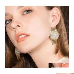 Stud Stud Fashion Jewelry S925 Sier Post -oorbellen Rhinsteen Watch Shape Earring Drop Delivery Dhwa6 Dhnrw