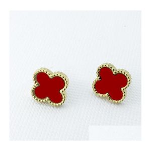 Stud Stud Fashion Vintage 4/Trébol de cuatro hojas Pendientes Desinger Sier 18K Chapado en oro Titanio Joyería de acero inoxidable Regalo Drop De Dhvid Pendientes de plata esterlina