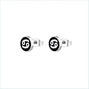 Stud Stud Fengli Lovely Black Twee Constellation Earring Femmes Men Elegant Harbell Sier en acier inoxydable Boucles d'oreilles Jewelry Drop d￩livre dhlx6