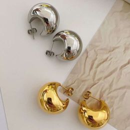 Stud Stud Gold Hoop -oorbellen voor vrouwen Designer oorbellen Half Moon Sphere Dik Dikke dikke studoor oorbellen Dames Roestvrij staal Goud Zilveren Earring 925 Sieraden Brincos