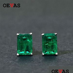 Stud Stud Oceeas Elegant Vintage Simation Emerald Oorbellen voor vrouwen Topkwaliteit 925 Sterling Sier Green Zirkon Party Sieraden Gift Dhu4s