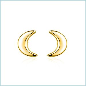 Stud Stud Prevent Allergies 925 Sier Mini Moon Oorrings Goud/Sier Girls Simple Fashion Jewelry Gifts For Friends Drop Delivery Dh0eb