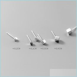 Ohrstecker Ohrstecker Echt 925 Sterling Silber Geometrisch Quadratische Ohrringe Für Mode Frauen Party Punk Feiner Schmuck Minimalistisches Zubehör Geschenk Tropfen Dht36