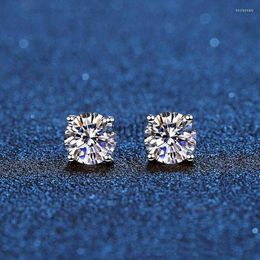 Stud Stud Echte Moissanite Oorbellen 14k Wit Verguld Sterling Zilver 4 Prong Diamond Earring voor Mannen Oor 1ct 2ct 4ctstudstudstud Kirs22 SYAU x0911