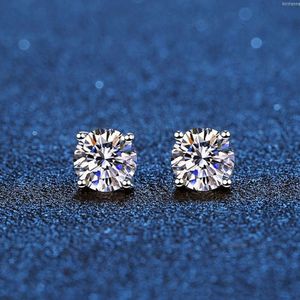 Stud Stud Echte Moissanite Oorbellen 14K Wit Verguld Sterling Zilver 4 Prong Diamond Earring Voor Vrouwen Mannen Oor 1ct 2ct 4ctStudStudStud Kirs22012