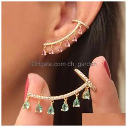 Stud Stud Water Drop Boucles d'oreilles Pouetter avec Clip d'oreille Crystal Zircon pour femmes Oreurs Boucons Oreilles Kolczyki Drop Livrot Juif Dhgarden DHM1G