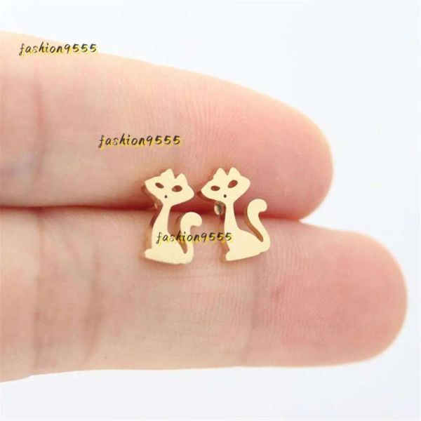 Étallon étalon entier 10 paires lot beauté chat en acier inoxydable boucles de boucles d'oreilles minuscules chaton de boules d'oreilles personnalisées femmes girns enfants étalons cadeau d'anniversaire juif