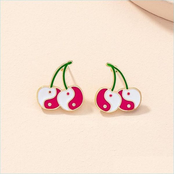 Stud Stud Y2K Bijoux Coeur Rose Yin Yang Cerise Boucles D'oreilles Pour Femmes Métal Vintage Harajuku Ins Boucle D'oreille Charmes 90S Esthétique Cadeaux Dr Dhmfc