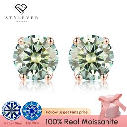 Stud Stylever 18k Or Rose Multicolore Vert Diamant Boucles D'oreilles pour les Femmes 925 En Argent Sterling De Mariage De Luxe Bijoux 230620