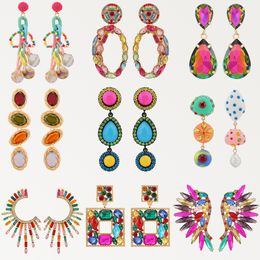 Stud Summer Beach Perles Cristal Géométrique Dangle Boucles D'oreilles Pour Les Femmes Boho De Luxe Multicolore Oreille Accessoires Rétro Déclaration Bijoux 230424