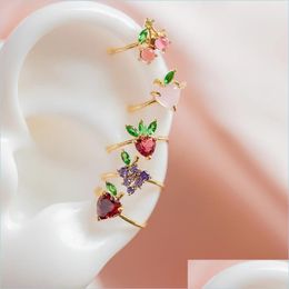 Stud zomer schattige prachtige Koreaanse mode oorbellen sieraden dames meisjes dames 18k goud vergulde kristal perzik fruit charmarmeetmachines 7 dhzb1