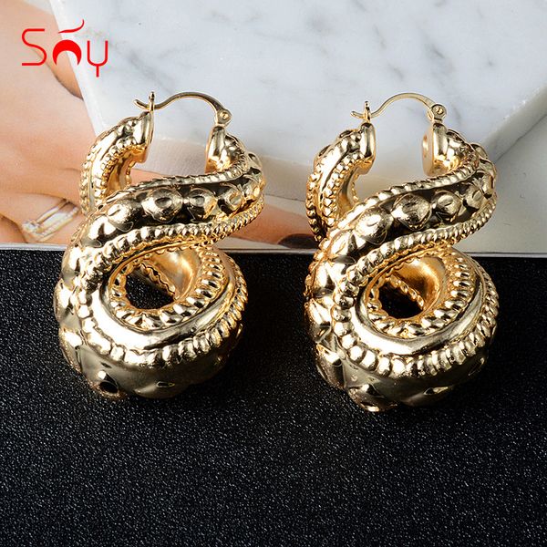 Stud Sunny Jewelry Femmes Cuivre Cerceaux Boucles d'oreilles Creux Grand Style Haute Qualité Cadeau De Fête De Mariage Tendance 230725