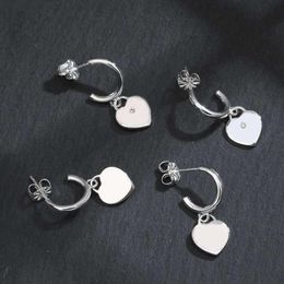 Boucles d'oreilles à breloques en T en forme de cœur, en argent sterling 925, bijoux de créateur pour femmes, cadeau de fête de la saint-valentin, marque de luxe originale oorbellen Q4M3